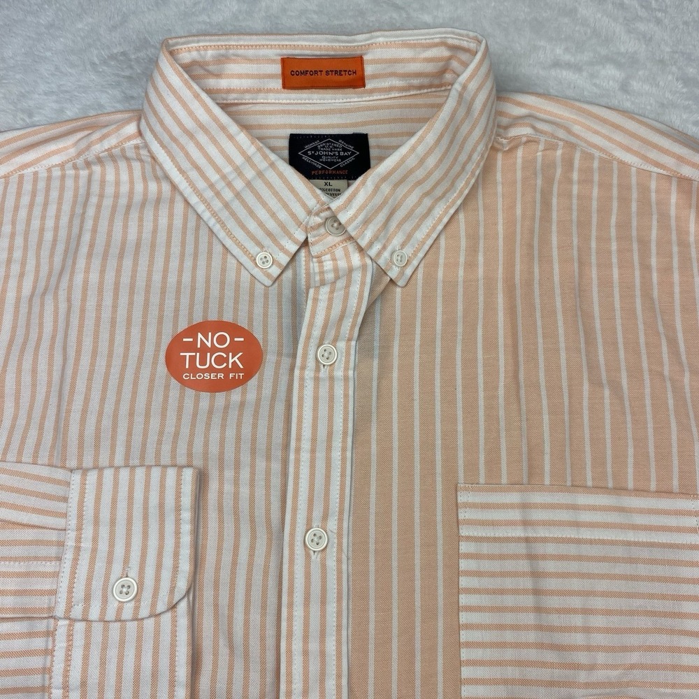 St. John's Bay Performance Shirt Men's XL Canteloupe Mash-Up No-Tuck New w/Tags!